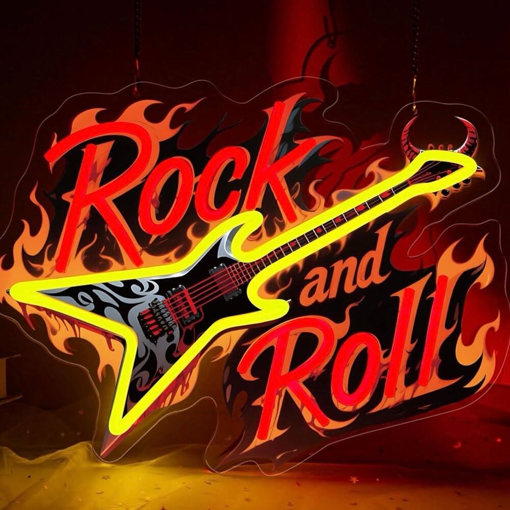 Rock And Roll Neon Sign Night Light Room Wall Decor